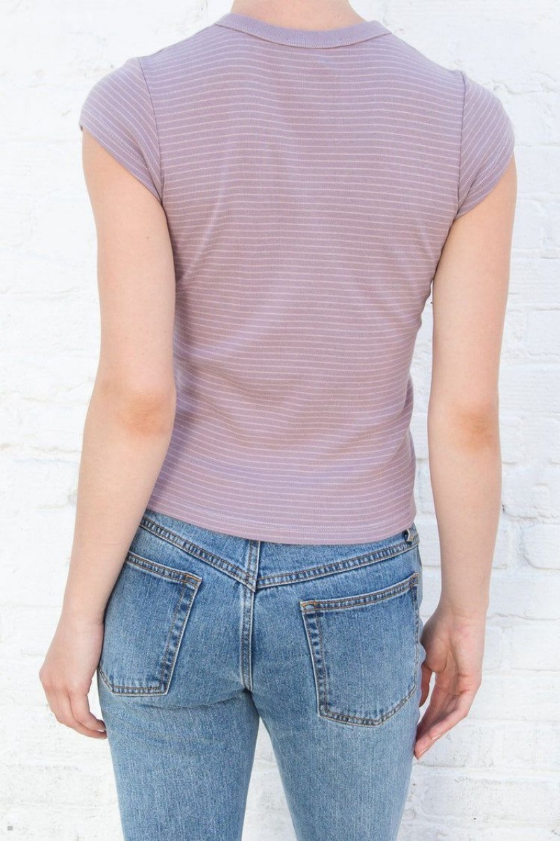 Hauts Brandy Melville Hailie Long Rayé Violette | GTR-07240654